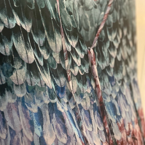 BCBG XS DUSTY ELM EVANNA Chiffon Blouse Feather - Picture 6 of 12